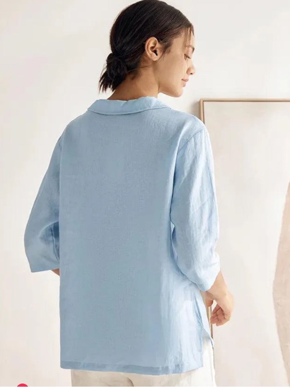 Lintico shawl collar linen blouse - Picture 2 of 9